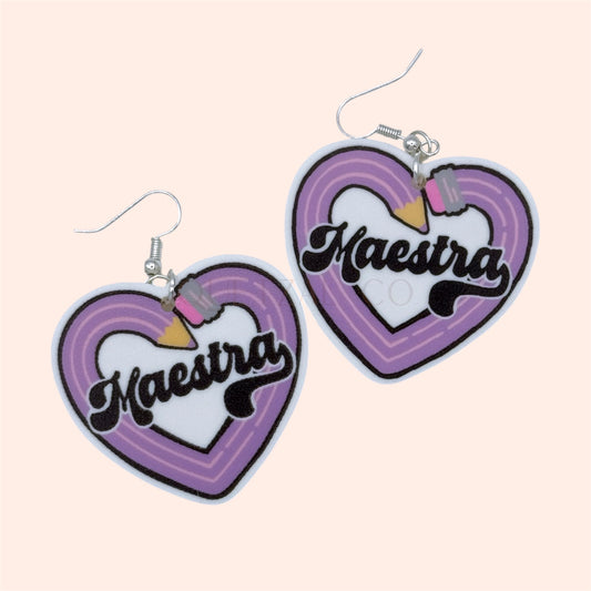 Maestra Pencil Heart Earrings